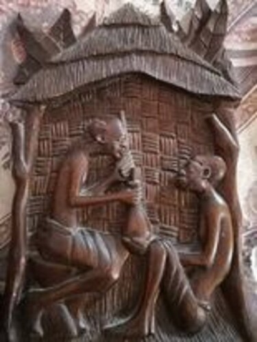 Traité de paix entre les deux tribus 雕塑 标题为“Traité de paix entr…” 由Faycel Hakiri, 原创艺术品, 木