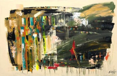 Thick Colorful Wall Art Modern Art, Abstract Painting Painting titled "Thick Colorful Wall…" by Olena Kryvonos, Original Artwork, Oil Mounted on Wood Stretcher frame