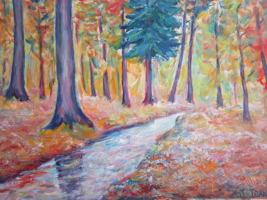 Petit ru en forêt Malerei mit dem Titel "Petit ru en forêt" von Joel Jeanniot, Original-Kunstwerk, Öl