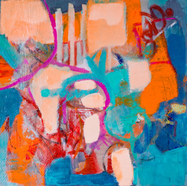 Abstraction orange 2 Peinture intitulée "Abstraction orange 2" par Jacqueline Faubert, Œuvre d'art originale, Acrylique