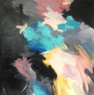 Painting titled "Thick Colorful Pain…" by Olena Kryvonos, Original Artwork, Oil Mounted on Wood Stretcher frame