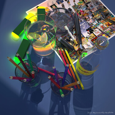 Digital Arts titled "FRACCIONES" by Juan Aguirre, Original Artwork, 3D Modeling Mounted on Wood Stretcher frame