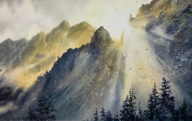 绘画 标题为“Sunrise in the moun…” 由Eugenia Gorbacheva, 原创艺术品, 水彩
