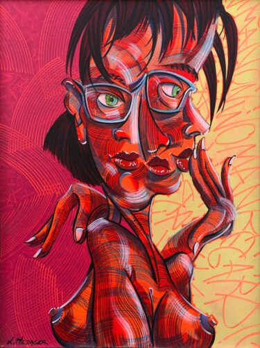 Peinture intitulée "Manon" par Laurent Messager, Œuvre d'art originale, Huile Monté sur Autre panneau rigide