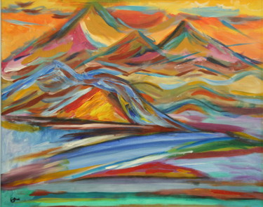 Painting titled "Couleurs froides et…" by Genevieve Fraysse, Original Artwork, Acrylic