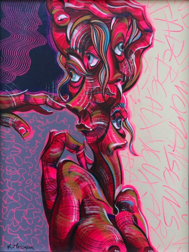 Peinture intitulée "Hydrisse" par Laurent Messager, Œuvre d'art originale, Huile Monté sur Autre panneau rigide