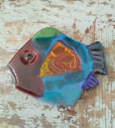 Sculpture intitulée "Poisson exotique 008" par Anne Cabon, Œuvre d'art originale, Céramique
