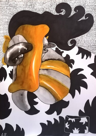 图画 标题为“Between black and w…” 由Anna Reshetnikova, 原创艺术品, 墨