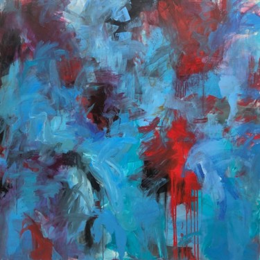 Abstract Blue Painting On Canvas Modern Acrylic Artwork Painting titled "Abstract Blue Paint…" by Serhii Sakharov, Original Artwork, Acrylic Mounted on Wood Stretcher frame