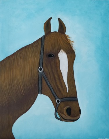 Painting titled "Bucephalus, the Hor…" by Gitika Singh, Original Artwork, Acrylic Mounted on Wood Stretcher frame