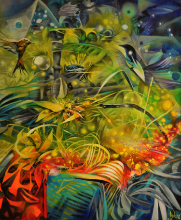 A Quarrel for a flower Peinture intitulée "A Quarrel for a flo…" par Jorge Calero, Œuvre d'art originale, Acrylique