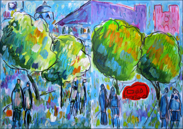 Peinture intitulée "Diptyque Randonnée…" par Jean Mirre, Œuvre d'art originale, Huile