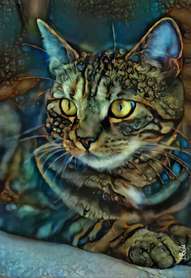 Tsondar, cat - Mix media on panel -70x48 cm - Unique