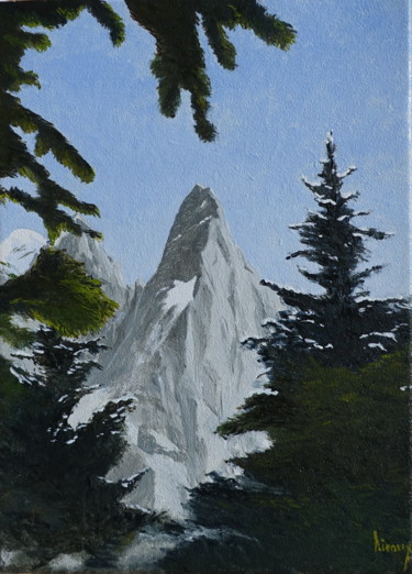 Les faces Nord et Ouest des Drus Peinture intitulée "Les faces Nord et O…" par Dominique Hieaux, Œuvre d'art originale, Huile