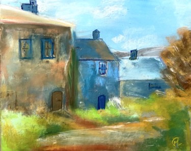 Dessin intitulée "Les yeux des maisons" par Marie Claude Lambert, Œuvre d'art originale, Pastel