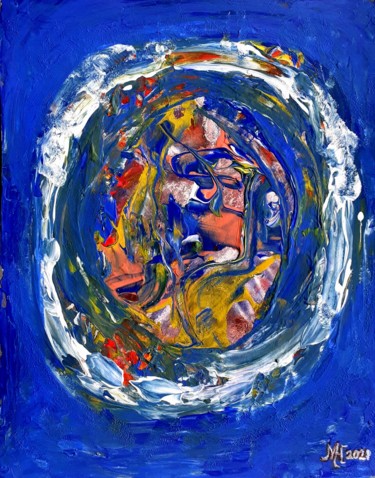 Schilderij getiteld "Drachenei" door Marianne Huizinga, Origineel Kunstwerk, Acryl