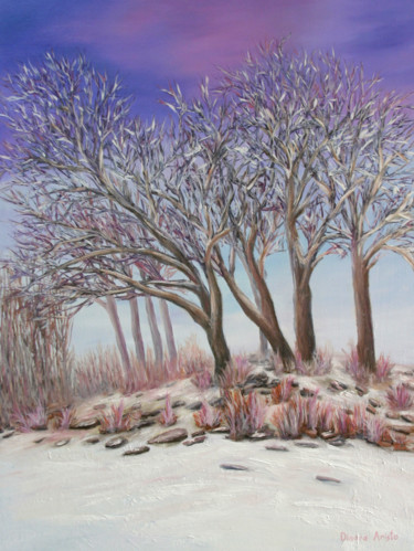 Painting titled "Magic Winter" by Dinara Aristo, Original Artwork, Oil