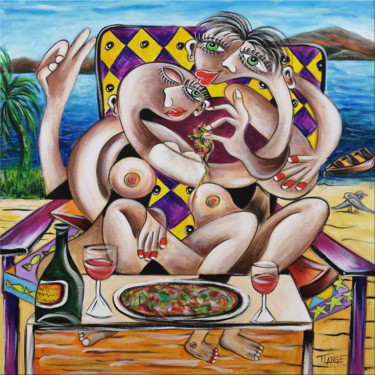 Love Relaxation #M21 Painting titled "Love Relaxation #M21" by Thomas Lange, Original Artwork, Oil Mounted on Wood Stretcher frame