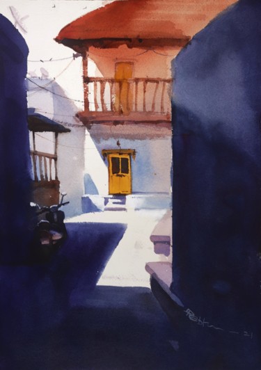 Peinture intitulée "Lunch time sun shin…" par Prashant Prabhu, Œuvre d'art originale, Aquarelle