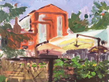 Pittura intitolato "Cafe in the park 2" da Marina Babintseva, Opera d'arte originale, Tempera