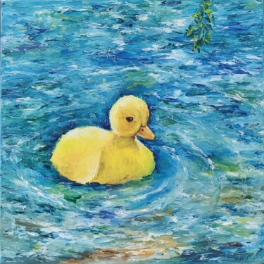 绘画 标题为“Yellow duckling swi…” 由Tatiana Krilova, 原创艺术品, 油