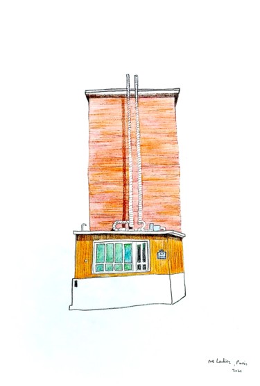 Drawing titled "Paris: rue Lantiez" by Laura Molloy, Original Artwork, Pencil