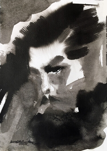 绘画 标题为“N°763 Portrait” 由Alexandre Dumitrescu, 原创艺术品, 墨