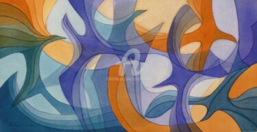 Painting titled "Tourbillon printani…" by Richard Aubin, Original Artwork, Watercolor