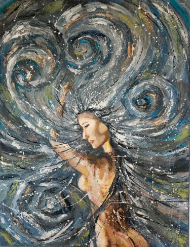 thoughts Painting titled "thoughts" by Yuliia Kiselova, Original Artwork, Acrylic