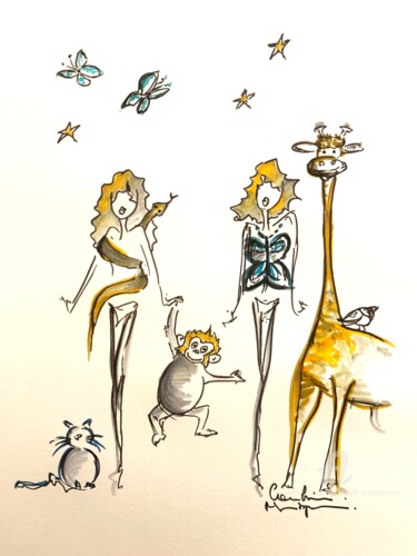 图画 标题为“Les animaux sont no…” 由Caroline Montigneaux, 原创艺术品, 丙烯