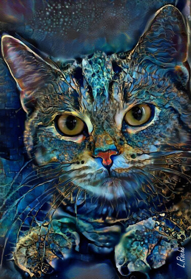 Farizzo, cat - Mix media on panel - 70x50 cm-Unique