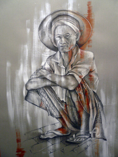 Dessin intitulée "La Javanaise" par Bérengère Labarthe (Lab-Art), Œuvre d'art originale, Fusain