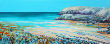 Painting titled "Cornwall Coast 2" by Irina Rumyantseva, Original Artwork, Acrylic Mounted on Wood Stretcher frame