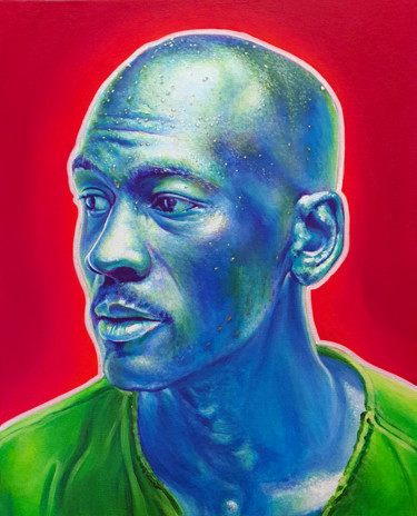 Painting titled "MJ" by Loco Art, Original Artwork, Acrylic Mounted on Cardboard