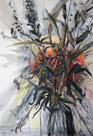 Schilderij getiteld "Field herbs. Hot -…" door Maria Shedrina, Origineel Kunstwerk, Inkt