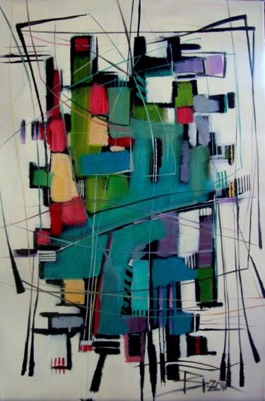Painting titled "BLUR RAIN" by Sonja Brzak, Original Artwork, Oil