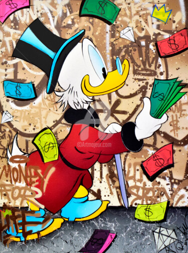 PICSOU MONEY FOR LIFE 绘画 标题为“PICSOU MONEY FOR LI…” 由Vincent Bardou, 原创艺术品, 喷漆 安装在木质担架架上