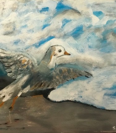 Peinture intitulée "Entre mer et ciel" par Soisic, Œuvre d'art originale, Acrylique