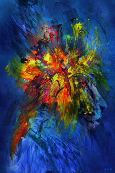 Κολάζ με τίτλο "Rainbow lion •••" από Bérénice Teneur (Elweiiiss), Αυθεντικά έργα τέχνης, Ακρυλικό