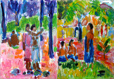 Peinture intitulée "Diptyque Les Marqui…" par Jean Mirre, Œuvre d'art originale, Huile