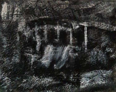 Painting titled "noir.." by Sam Keusseyan, Original Artwork, Acrylic