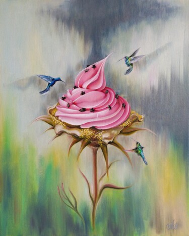 绘画 标题为“Surreal flower and…” 由Anna Shabalova, 原创艺术品, 油 安装在木质担架架上