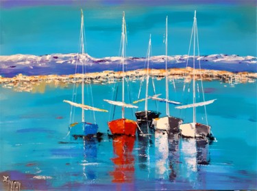 bateaux à Fréjus-St Raphaël Peinture intitulée "bateaux à Fréjus-St…" par Daniel Giacchi, Œuvre d'art originale, Huile