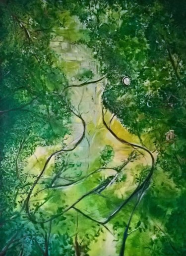 Schilderij getiteld "la foret" door Julien Jomard, Origineel Kunstwerk, Olie