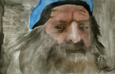 Pintura intitulada "Le Pêcheur" por Bianchini Jr, Obras de arte originais, Aquarela