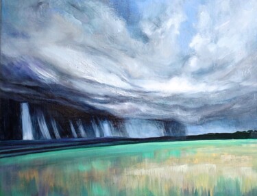 Painting titled "Silver Linings" by Dawn Rodger, Original Artwork, Oil