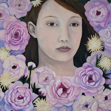 Painting titled "Peonies and Promises" by Dawn Rodger, Original Artwork, Oil