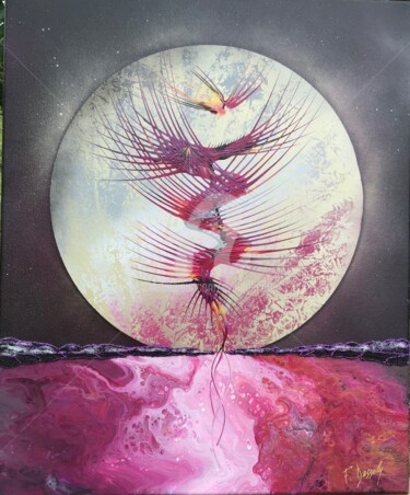 Painting titled "Atlanticusa" by Fabien Dessoly (Symbolic Art BZH), Original Artwork, Acrylic Mounted on Wood Stretcher frame