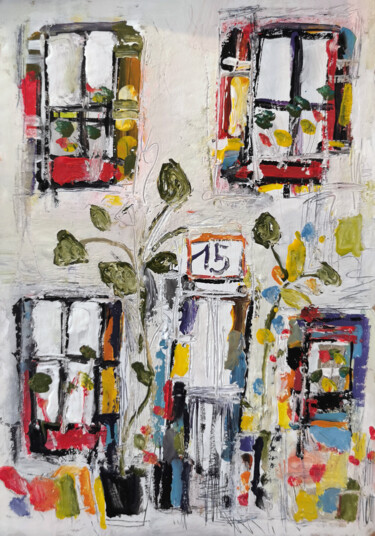 15 Rue Blanche Peinture intitulée "15 Rue Blanche" par Muriel Cayet, Œuvre d'art originale, Acrylique