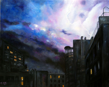Painting titled "L'ORAGE" by Bisson-Serian, Original Artwork, Oil
